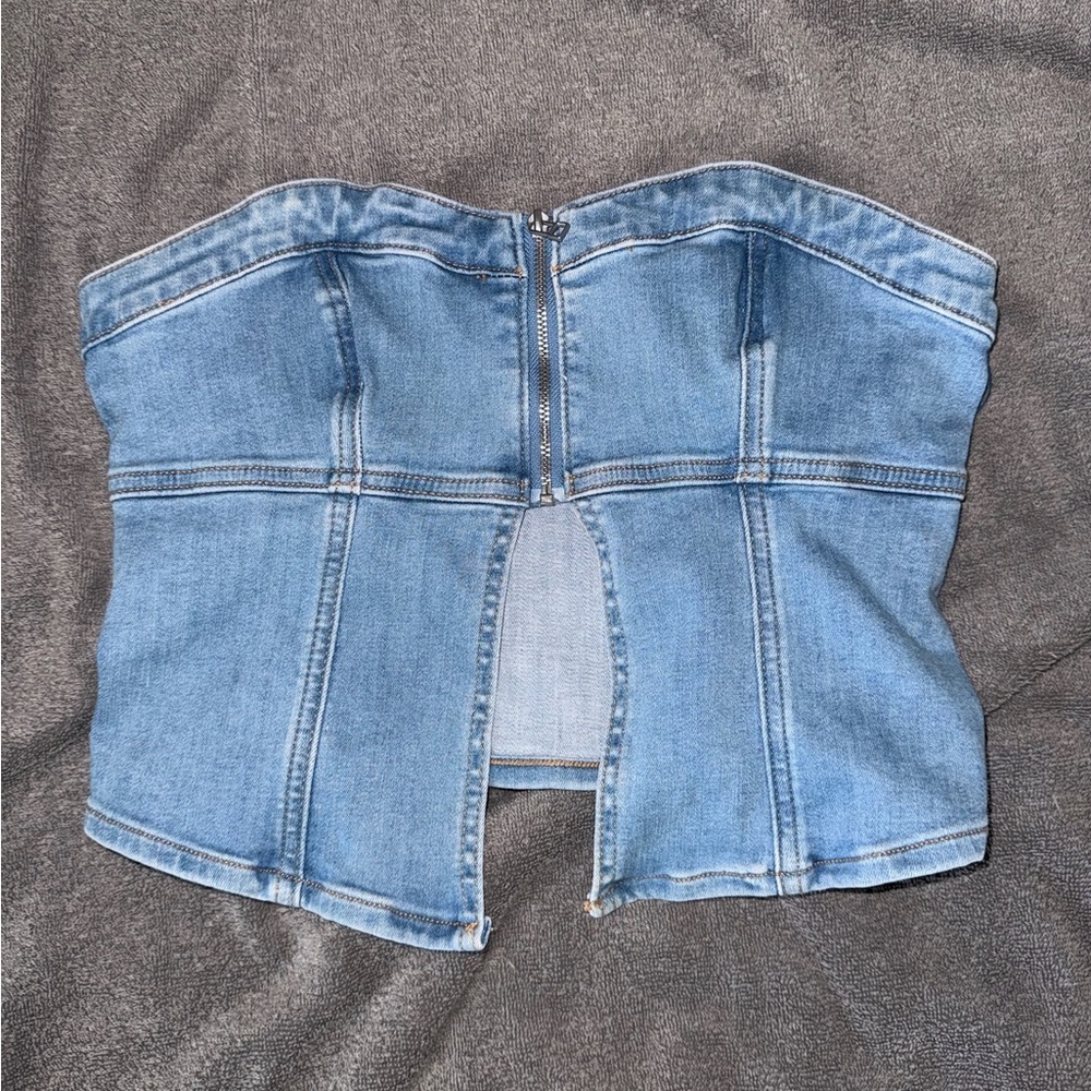 American Eagle Outfitters Light Blue Denim Top
